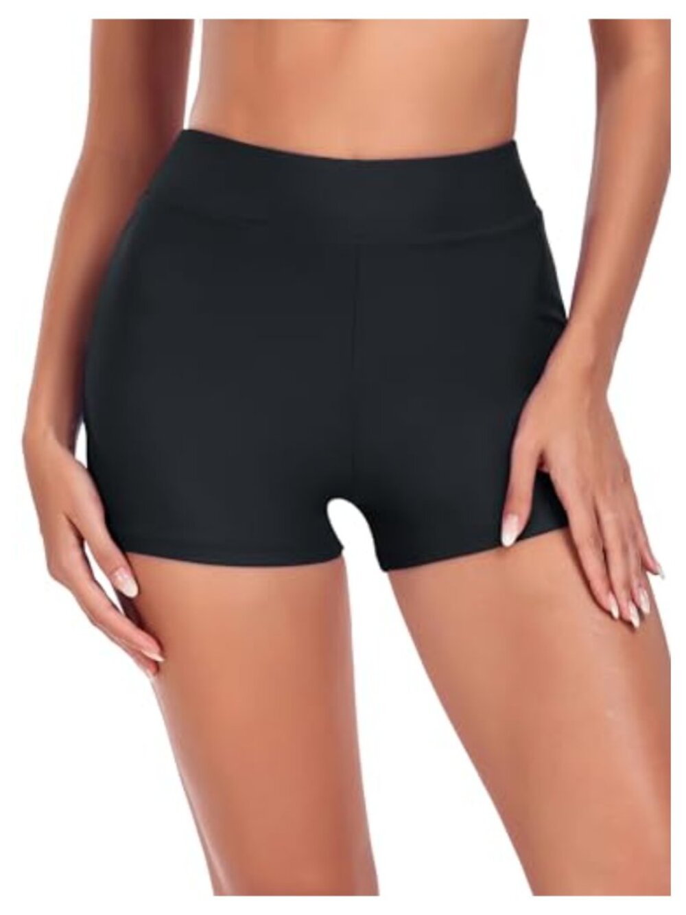 High Waisted Tummy Control Swim Board Shorts Quick-Dry Beach Bottoms